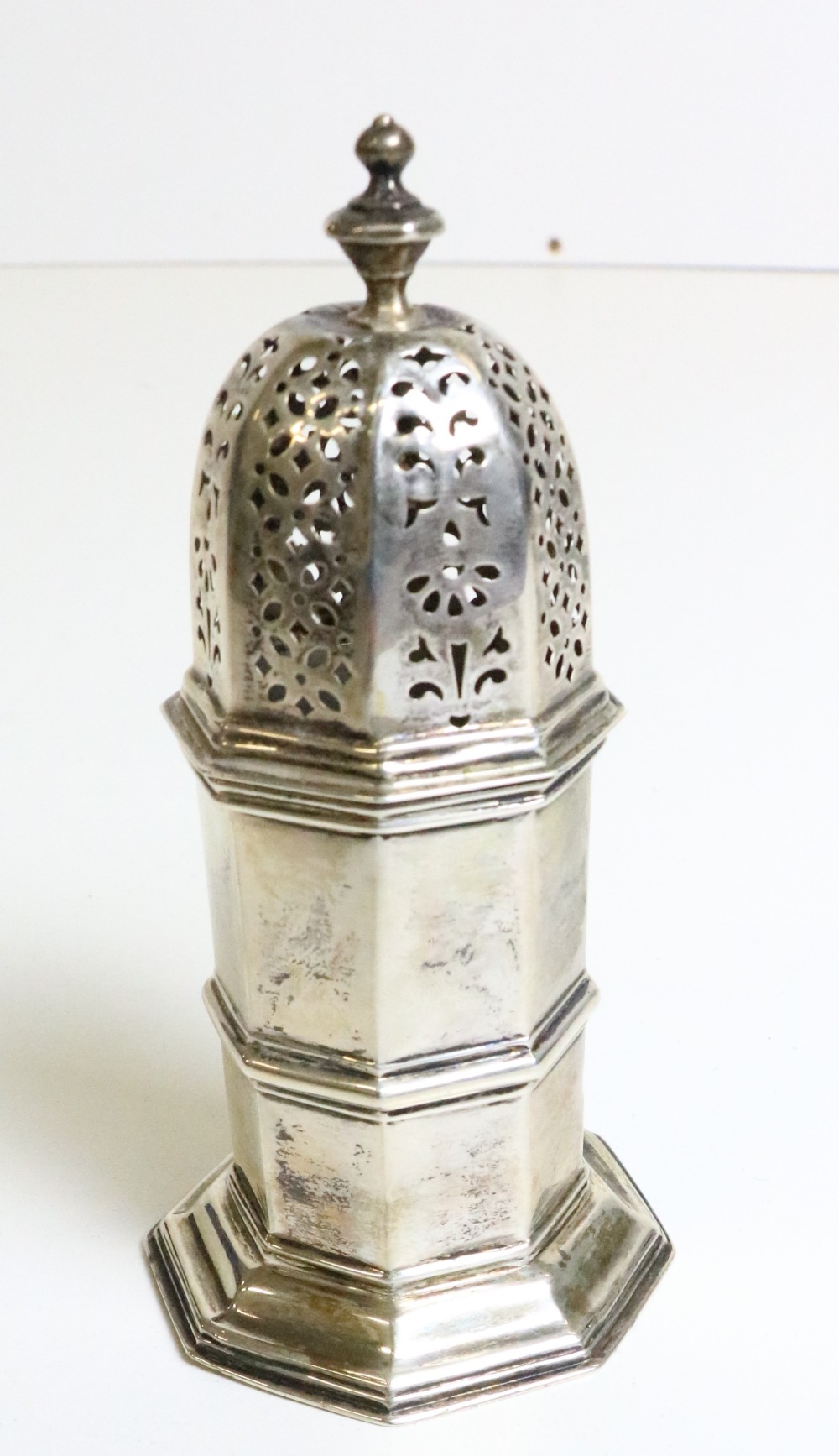 An Edwardian Birmingham silver Castor Sugar Shaker, of dome form, by George Nathan and Ridley Hayes,