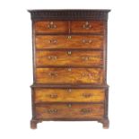 A fine quality Georgian period mahogany Chest on Chest, decorated in the Chinese Chippendale taste,