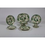 A good large cream and green floral Masons Ironstone "Charteuse" pattern Dinner Service,