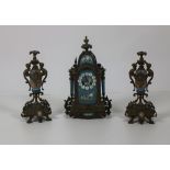 A 19th Century ormolu and porcelain Clock Garniture,