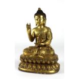 An extremely fine large Chinese gilt bronze Buddha,