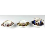 Three attractive "Augustus Rex" porcelain Cups and Saucers,