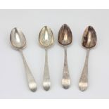 A pair of Irish Georgian silver bright cut Serving Spoons, hallmarks worn,