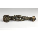 A rare Chinese bronze Ruyi Sceptre, in the form of a dragon,