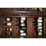 A large collection of various Red Wines, including Bordeaux, Italian, etc.