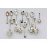 A mixed Collection of English Georgian silver Teaspoons and Dessert Spoons,