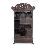 A fine quality 20th Century hardwood Chinese "Dragon" Display Cabinet,