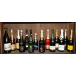A collection of 15 bottles of Champagne, including Taittinger Rose, Drappier and others, as a lot,