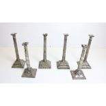 A very good set of 4 matching early 19th Century silver plated Corinthian style Candlesticks,