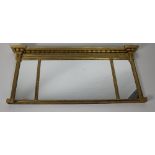 A 19th Century Georgian style giltwood Compartment Overmantel, with reeded and moulded design.