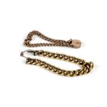 An 18ct gold link Bracelet, with slide lock, and another similar with padlock clasp.