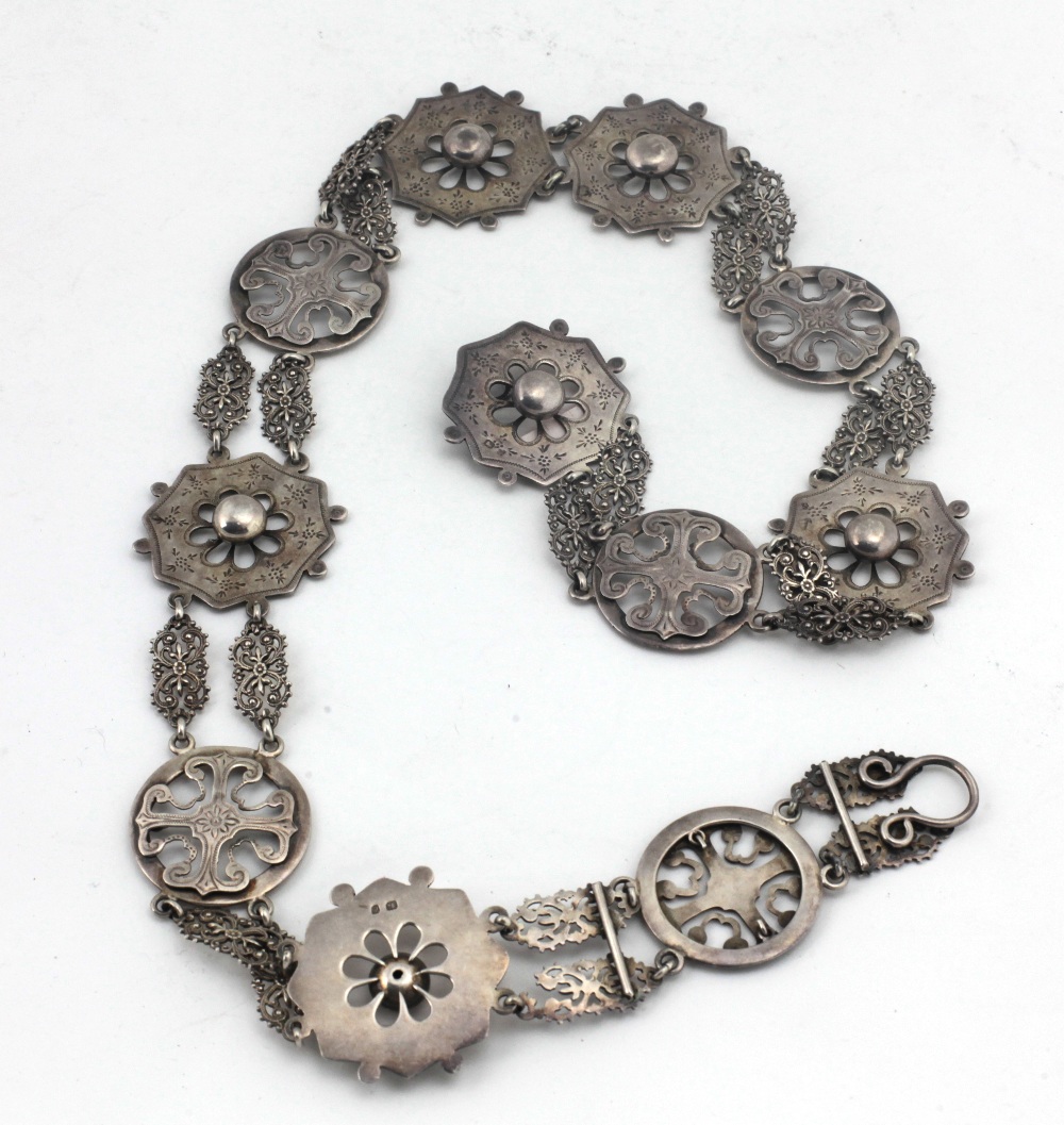 An unusual Continental silver Ladies Belt, with pierced and engraved decoration.