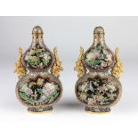 A fine pair of heavy Chinese cloisónne double gourd Vases and Covers,