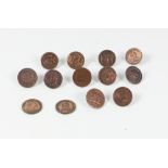 A collection of brass Tokens from the ealry 1800's, including one penny token, Fletcher & Sharratt,