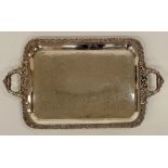 A large attractive two handled silver plated Serving Tray, with etched decoration,