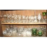 Glassware: A large collection of Drinking Glasses, some etched, some coloured glass. As a lot, w.a.