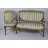 A French Regency period three piece carved giltwood Parlour Suite,