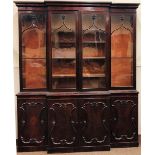 An exceptional quality Georgian period Irish Chippendale style mahogany Breakfront Bookcase,
