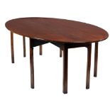 A 19th Century mahogany drop leaf Irish Hunt or Wakes Table, on square legs, approx.
