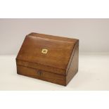 A 19th Century oak Stationery Box, containing seven compartments,