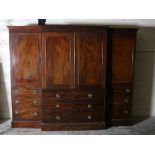 A fine quality Georgian period Irish mahogany breakfront Gentleman's Wardrobe,