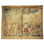 A fine quality 19th Century Aubusson Tapestry, depicting a hunting scene with warriors,