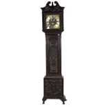 A 19th Century carved oak Grandfather Clock,