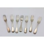 A set of 7 Victorian period Tea Forks, by William Eley, London c. 1840s, approx. 9 ozs.