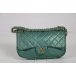 A Chanel mint green lamb skin single flap Handbag, with single international shoulder strap,
