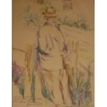 Moysey (Philip). "The Old Gardener," drawing, coloured crayons, approx.