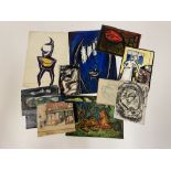 Yeats (Anne) A good collection of watercolours and drawings from her studio, in three portfolios,
