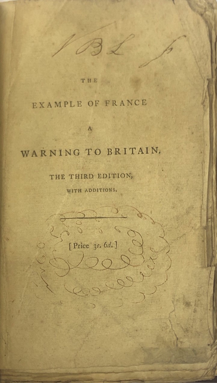 Young (Arthur) The Example of France, A Warning to Britain, 8vo Bury St., Edmunds (J.