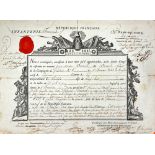 French Soldier with Link to 1798 Rebellion 1798: Printed Certificate of honourable discharge for