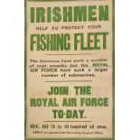 Broadside: World War One Recruitment Poster, Irishmen Help to Protect Your Fishing Fleet,...