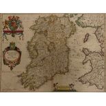 Irish Map: Blaeu (William) Hibernia Regnum Vulgo Ireland, contemp. hand colouring, c.