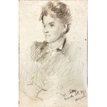 The Yeats Girls Yeats (John Butler) RHA (1839-1922) An attractive small pencil portrait of his