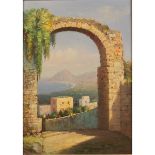 VINCENZO UDINE "Paesaggio siciliano con arco"