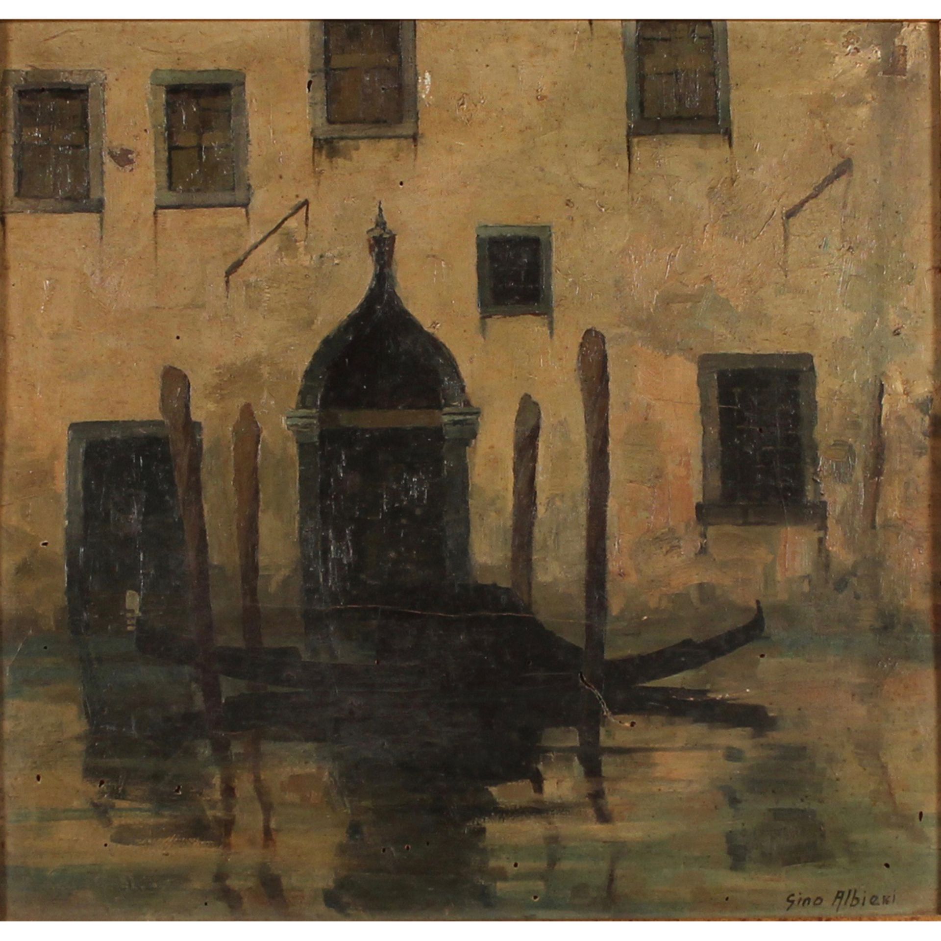 15 GINO ALBIERI (1881-1949) "Gondola all'ormeggio".