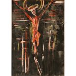 350 FRANCESCA DI CARPINELLO (1929) "Cristo". Dipinto ad olio su cartone.