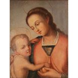 319 SCUOLA TOSCANA DEL SECOLO XVIII "La Madonna con Bambino". Dipinto ad olio su tavola