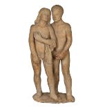 22 ADAMO ED EVA. Gruppo a due figure in terracotta.