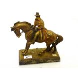 PAINTED METAL DICK TURPIN FIGURE H: 24CM L: 19CM