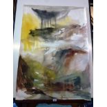 UNSIGNED DOUBLE SIDED ABSTRACT PAINTING W 74CM X H 105CM