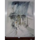 WILLY TIRR DOUBLE SIDED ABSTRACT PAINTING W 56CM X H 75CM