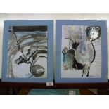 2 X CATHERINE TIRR WATERCOLOUR AND INK PAINTINGS W 21.5CM X H 28CM