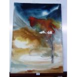 WILLY TIRR DOUBLE SIDED ABSTRACT PAINTING 55CM X 79CM