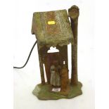 PAINTED BRONZE LAMP AFTER FRANZ BERGMAN H: 35CM