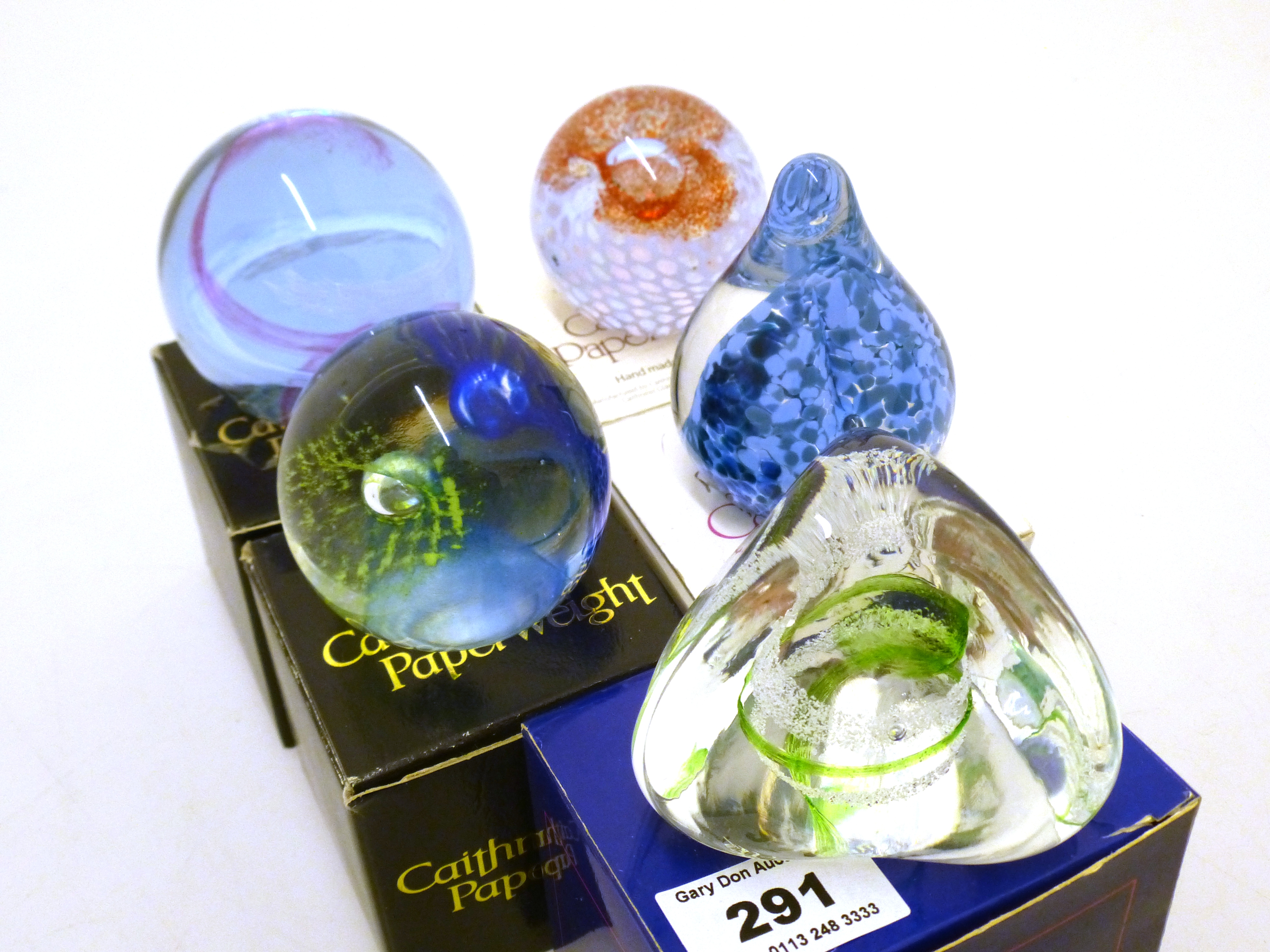 5 BOXED CAITHNESS PAPER WEIGHTS - WEAVER, LACEMAKER, RAINDROP, PASTEL AND PEBBLE - Image 2 of 2