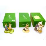 3 BOXED BESWICK BEATRIX POTTER FIGURES - HUNCA MUNCA, TABITHA TWITCHIT AND MOPPET AND FLOPSY AND