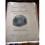 4 VOLUMES OF CHARLES DICKENS 'A GOSSIP ABOUT HIS LIFE, WORKS AND CHARACTERS' WITH 6 FRAMED PRINTS BY